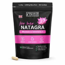Natagra for Her 12,000mg 11-in-1 Women's Intimate Supplement - with Maca, Ginseng, Tribulus, Vitamin B12 - Natural Desire, Arousal Support - PhD Doctor Formulated, UK Made – 30 Vegan Capsules