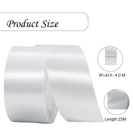 Satin Ribbon White 40 mm Wide Gift Ribbon Satin 22 m Satin Ribbons White Thick Ribbon Decorative Ribbon Silk Ribbon Gift Wrapping Fabric Ribbon Gift Ribbons for Decorating Crafts Dress Wedding
