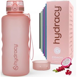 Hydracy Botella de agua con marcador de tiempo, botella grande de medio galón, 1.89 litros, sin BPA y manga sin sudor - Botella para gimnasio a prueba