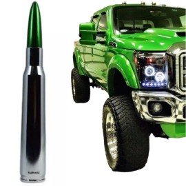 VMS CHROME WITH GREEN TIP BULLET ANTENNA FOR FORD F150 F250 F350 ALL YEARS ALL MODEL