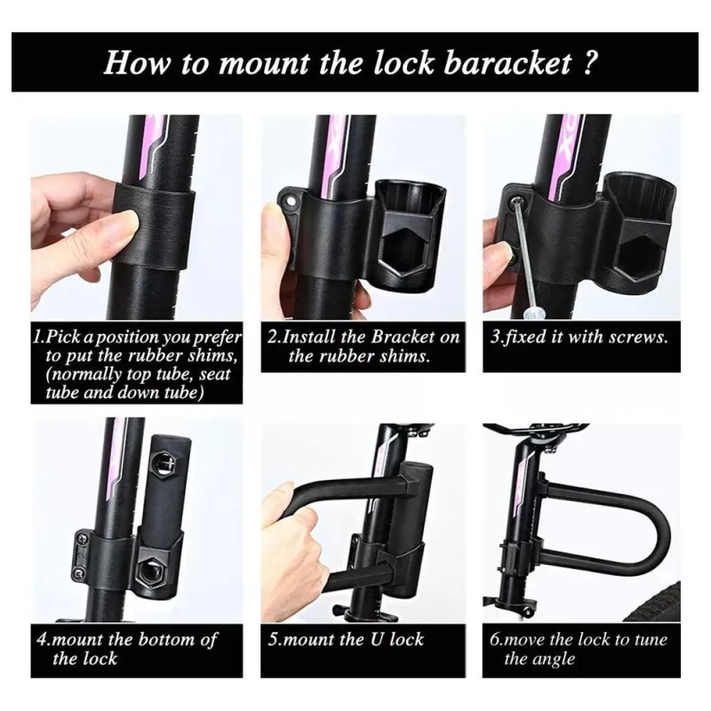 Candado Tipo U Para Bicicleta Seguridad Con 3 Llave 3pcs