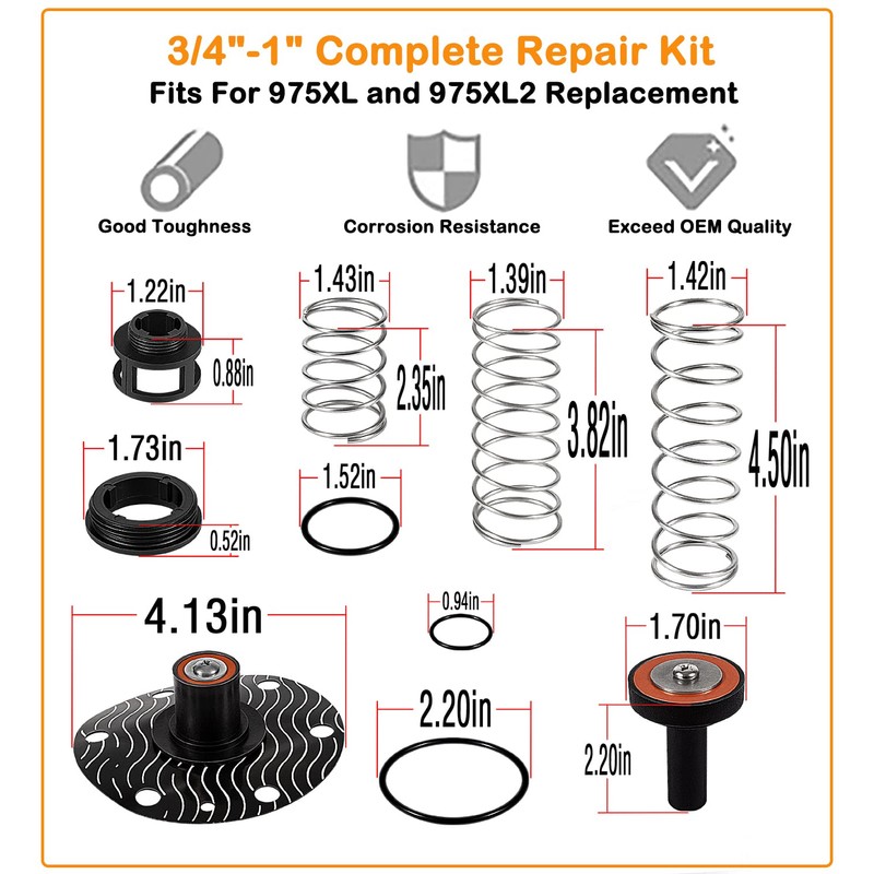 3/4"-1" Replace for Wilkins 975XL and 975XL2 Complete Repair Kit