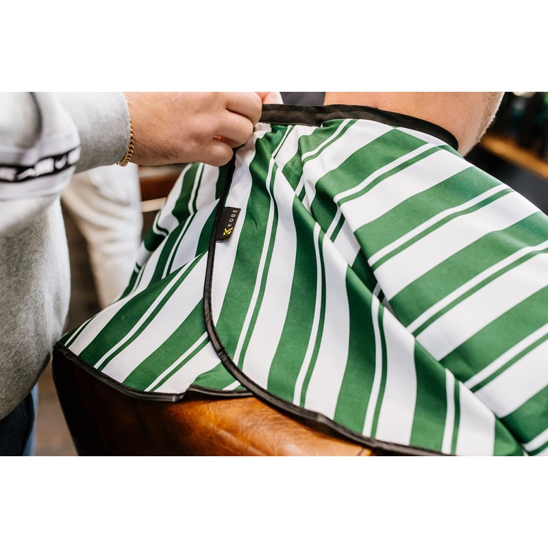 Kobe Professional Hairdressing Green Stripe Barbershop Cutting Gown - Large