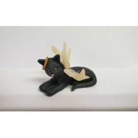Celtic Forest Clay BLACK CAT Angel Christmas Ornament PET MEMORIAL Hand Made
