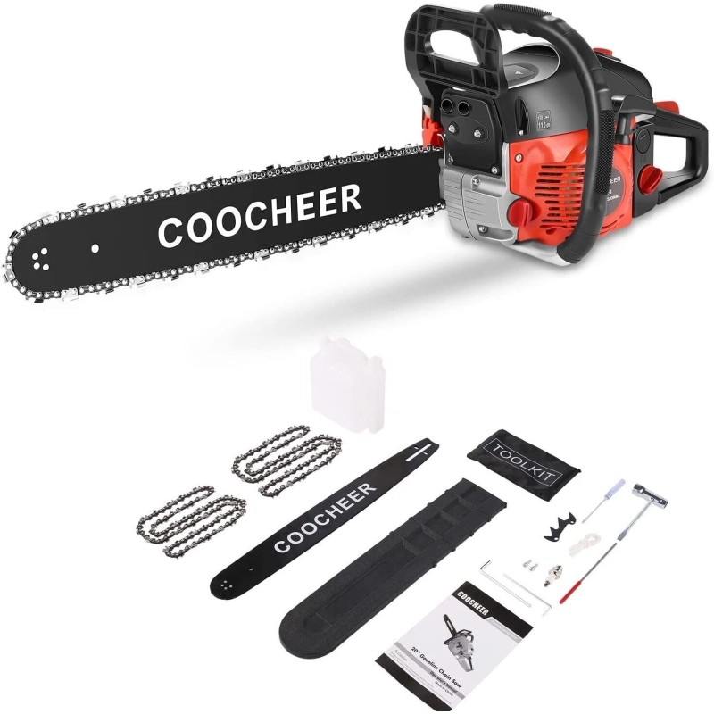 COOCHEER 62CC 20' Gas Chainsaw Handed Petrol Chain Wood Cut