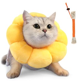 Cat Collar Set with Teething Rope, Elizabethan Collar for Cats, Adjustable Collar for Cats, Soft Funnel Cat for Cats with a Head Circumference of 12-20 cm