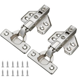 Kimdot 2 Pack 26mm Mini Cup Hinge for Billy Cabinet, European Half Overlay, Soft Close Cabinet Door Hinge for Thin Door,Nickel Plated