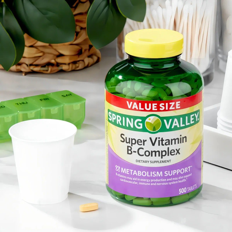 Complejo B + Vitamina B1 B2 B12 Ácido Fólico (500