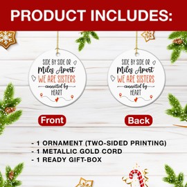 REXXNOX Sister Christmas Ornament 2024 - Big Sister Ornament - Sister Gift for Christmas, Xmas Gifts for Big, Lil Sister, Sister in Law, Sisterhood Side By Side - Christmas Decoration Ceramic Ornament