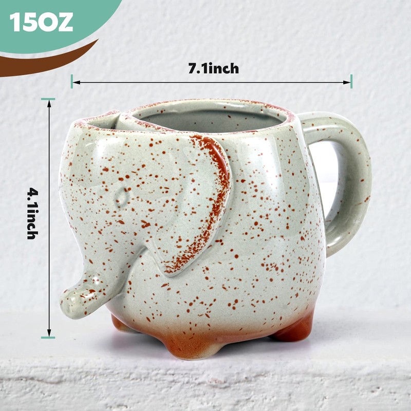 Tea Mug Elephant Cup Ceramic 15oz Tea Mug with Tea