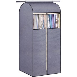 MISSLO 54" Garment Covers for Clothes Storage Hanging Suit Covers Garment Bags with Clear PVC Windows Dustproof Coats Dresses Jackets Protector for Wardrobe Rail