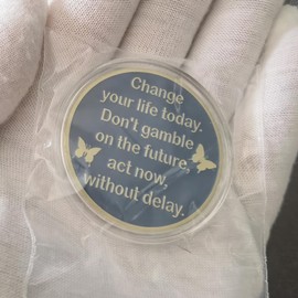 Butterfly Sobriety Chip AA NA Medallion Change is The Essence of Life Recovery Coin or Women Men Adiction Recovery