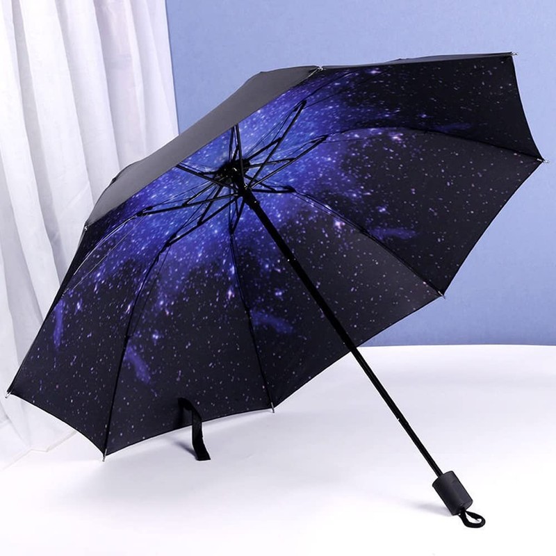 Hosoncovy Night Star Sky Folding Umbrella Double Layer Windproof Anti