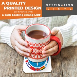 Great Coasters (Set of 2) Square/Glossy Quality Coasters/Tabletop Protection for Any Table Type - World Traveler Flags Plane Travel Icon #4348