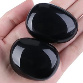 Sahoottie SAHOOTTIE Obsidian Crystal 1.6-1.8" Obsidian Gemstones Obsidian Healing Crystal Obsidian Polished Gemstone Obsidian Tumbled Stone Obsidian Pocket Stone for Crystal Lovers Beginners Collectors 1pc