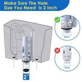 Saillong Universal Toilet Tank Replacement Kit, Include Dual Flush Valve with Push Button, Toilet Fill Valve, Bowl Gasket and Plastic Bolts, Tank Parts Replacement for 2-Piece Toilet (2 Inch)