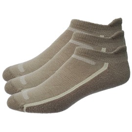 Mens 3-Pack No Show Tab Golf Socks (X-Large, Khaki)
