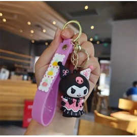 Sanrio Kuromi Pink Skirt Key Chain Exquisite Keyring Bag Charm Holder Backpack