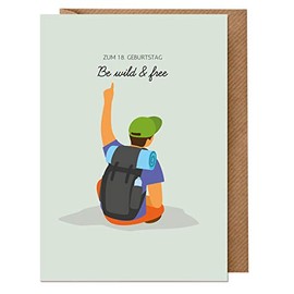 dabelino Age 18 Boy Birthday Card (Card with Envelope, Recycled Paper, Happy Birthday, Modern Design)