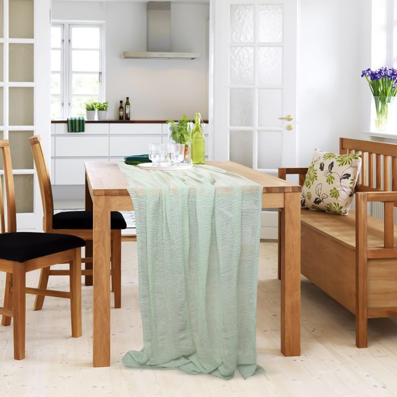 Cheesecloth Table Runner, Sage Green Cheesecloth Table Runner Rustic Gauze