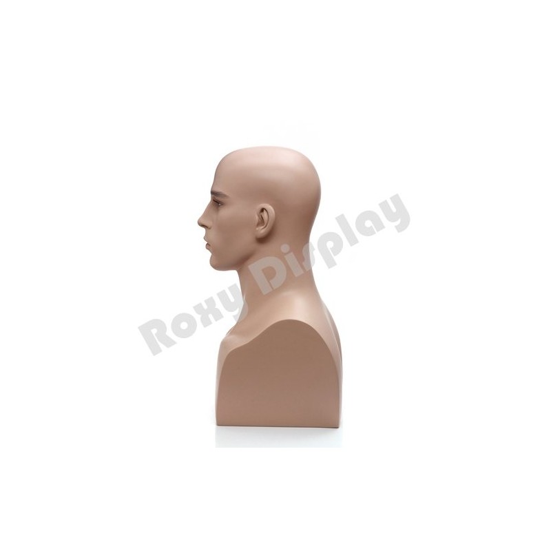 (MZ-H2 X Two pcs) ROXYDISPLAY™ Two Male Mannequin Heads. Color:Fleshtone.