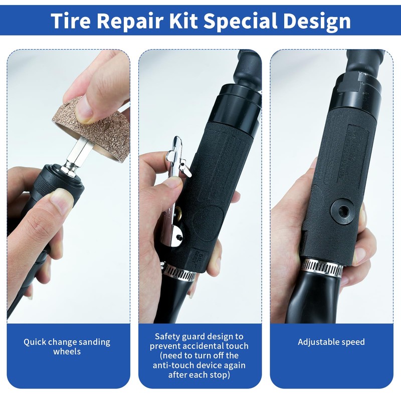 2500rpm Low-Speed Air Tire Repair Kit, Pneumatic Tire Buffer, Tire