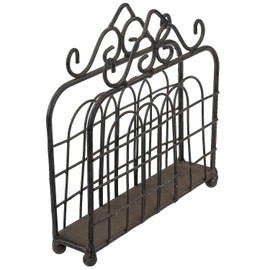 Macosa SA80793 Vintage Napkin Stand Dark Rust Colours Country House Shabby Chic Metal Napkin Holder Napkin Basket Napkin Dispenser