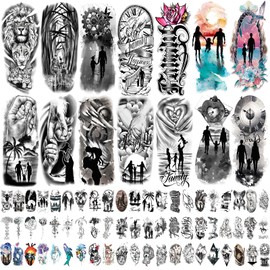 77 Sheets Temporary Tattoos for Family, Fake Family Tattoo for Couples, Dating, Family Gathering, Family Love, Unit Symbol, Temporary Tattoo for Valentine's Day, Mother's Day, Father's Day