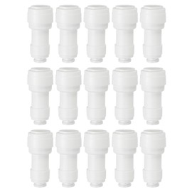PATIKIL Water Filter Straight Union Connector 3/8" OD ~ 1/4" OD RO/DI Quick Push Connect Tube Fitting for Reverse Osmosis Water Filter Plumbing System, 15 pcs, White