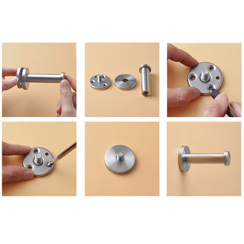 Linian Pack of 6 Stainless Steel Round Wall Hooks Towel