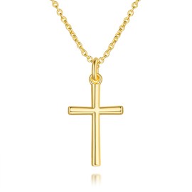 AMELINE 14K Gold Cross Necklaces for Women Gold Cross Chain Minimalist Pendant Small Necklace for Women Jewelry (gold)