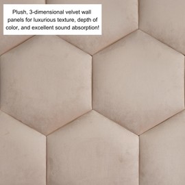 Wall!Supply - Cream Hexagon Velvet Wall Panels - Plush Textile Wall Covering for Feature Walls - Textured Peel-and-Stick Wallpaper Alternative - Sound Dampening - Easy DIY Installation (2-Pack)