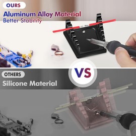 Upgraded Aluminum Alloy Magnetic Helping Hands Soldering Station with Base - Third Hand Soldering Stand, Soldering Wire Holder with 6 Slots for 28AWG to 12AWG Wires(Only 1Pcs Stand)