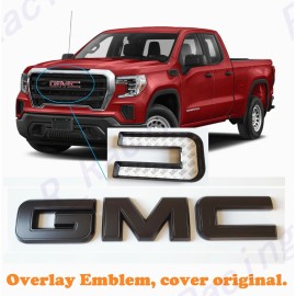 Auto Front Only Matte Black Emblem Overlay 2019-2025 GMC Sierra 1500 2500HD 3500HD