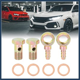 INFINAUTO 2 Sets 16mm Banjo Hose Barb Bolt Fitting Banjo Bolt Washer Bronze Tone Metal for Motorcycle Car Stylish Design
