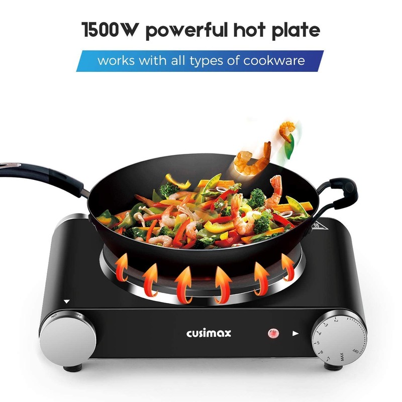 Cusimax Hot Plate Electric Burner Single Burner Cast Iron hot