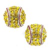 Softball Earrings Studs - Crystal Rhinestone Post Silver Bling Yellow