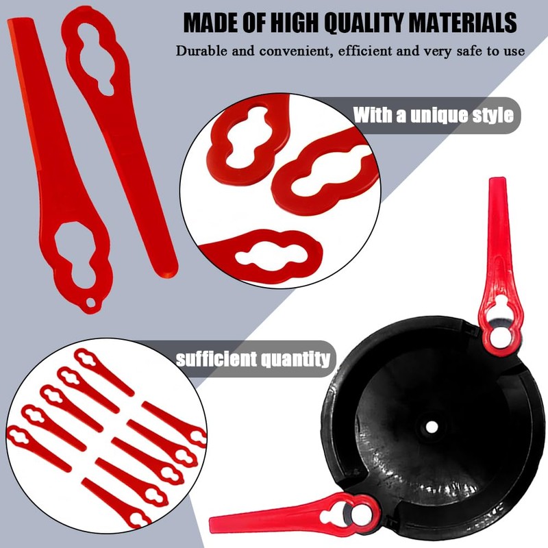 TRKETK 100 Stück Rasentrimmer Ersatzmesser, Rot Kunststoffmesser Ersatzmesser 83 mm