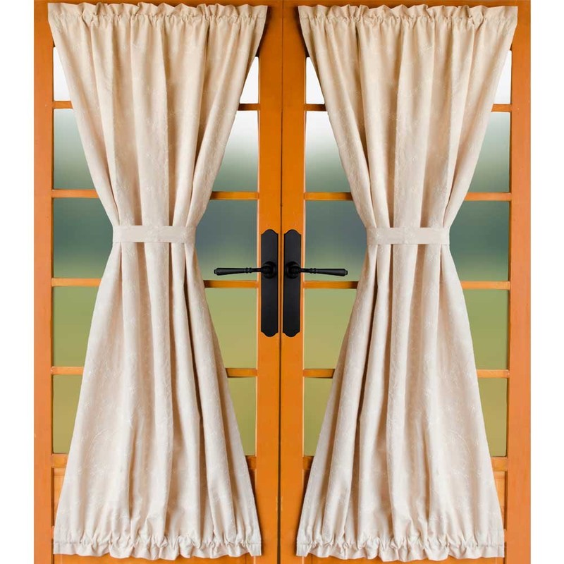Candlewicking Cream 42" x 72" Lined Cotton French Door Panel