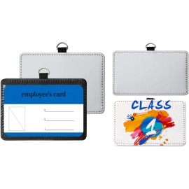 20 Pcs PU Leather ID Badge Holder Sublimation Blanks ID Card Holders for Coach Office Employees Students for Heat Transfer PrintColor: Horizontal, size: Standard