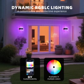 Smart Outdoor Wall lamp - Modern Porch Lights with WiFi and Bluetooth Control, Waterproof Dawn Lighting for House, Supports rgcbw dimming and Voice Control WINSEN