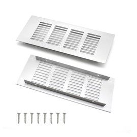 0XBIT Ventilation Grill 2 Pieces Exhaust Grille, 20 × 8 cm White Air Vent Grill, Aluminum Ventilation Grille, White Ventilation Mesh, Suitable for Cabinets, Furniture Ventilation