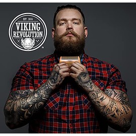BEST DEAL peine de madera para barba y estuche, acción dual, dientes finos y gruesos, perfecto para utilizar con bálsamos y aceites, peine para el bol
