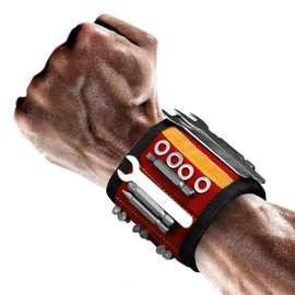 BIG RED Magnetic Wristband 1600D Oxford Fabricfor DIY & Professionals-Holds Screws, Nails, DrillBits - Enhanced Comfort for Home Repairs,Mechanics, Carpenters, ATRCX15R, Torin