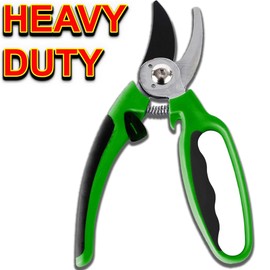 Buystarget Garden Shears Bypass Heavy Duty Carbon Steel Hand Pruning Shears Precision Secateurs Pruners Scissors Gardening Cutting Tool Clippers Trimmer Non-Slip Grip (Green-Teflon Coated)