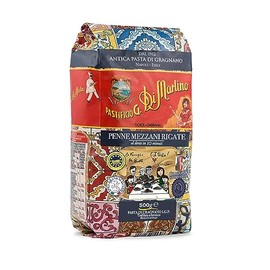 Pastificio G. Di Martino Penne Mezzani Rigate, Pasta di Gragnano I.G.P., Trafilada en Bronce, 500g