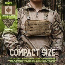 WYNEX Tactical Chest Rig Pack for Men, Running Chest Bag with Front Loop Airsoft Recon Chest Rig for Hunting Outdoor edc