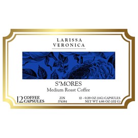 S'mores Medium Roast Coffee (Single Serve K-Cup Pods) (Gourmet, Naturally Flavored, Whole Coffee Beans) (12 pods, ZIN: 574584)