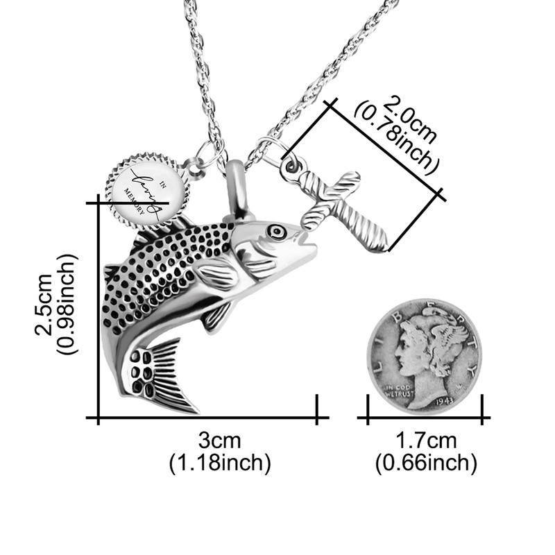 Dletay Fish Cremation Jewelry for Ashes Memorial Ashes Keepsake Necklace
