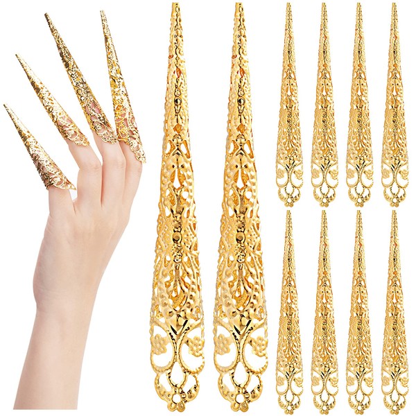 ANCIRS 20pcs Antique Queen Costume Fingertip Rings Claw Rings Decoration Accessories Gold